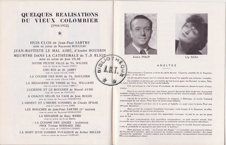 Les programmes de Théatre de l\