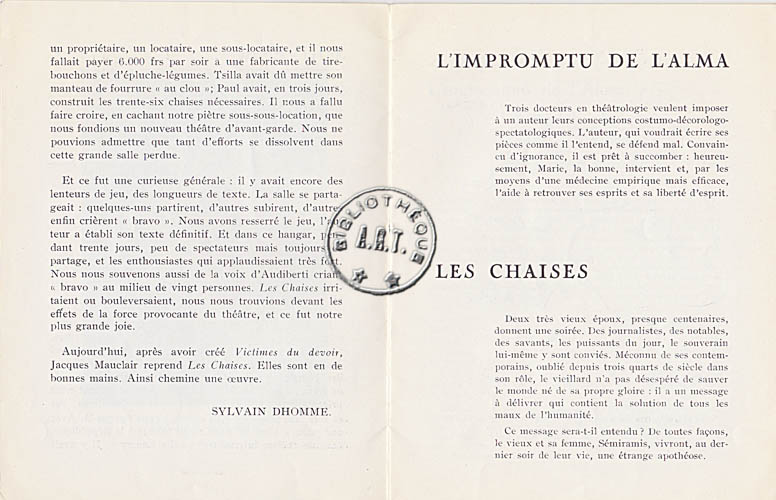 Les programmes de Théatre de l\