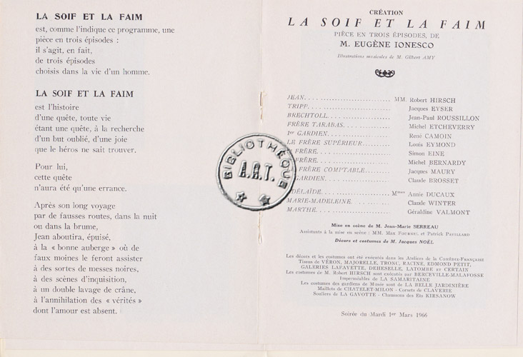 Les programmes de Théatre de l\