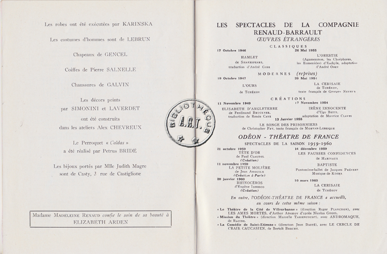 Les programmes de Théatre de l\