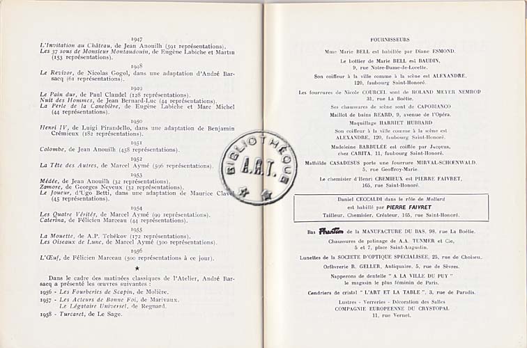 Les programmes de Théatre de l\
