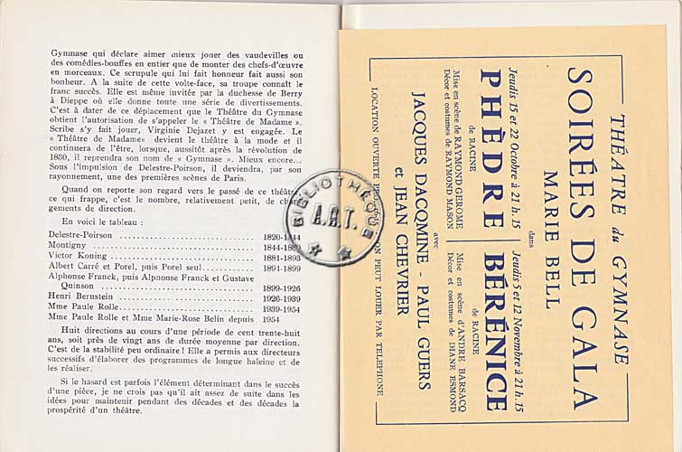 Les programmes de Théatre de l\