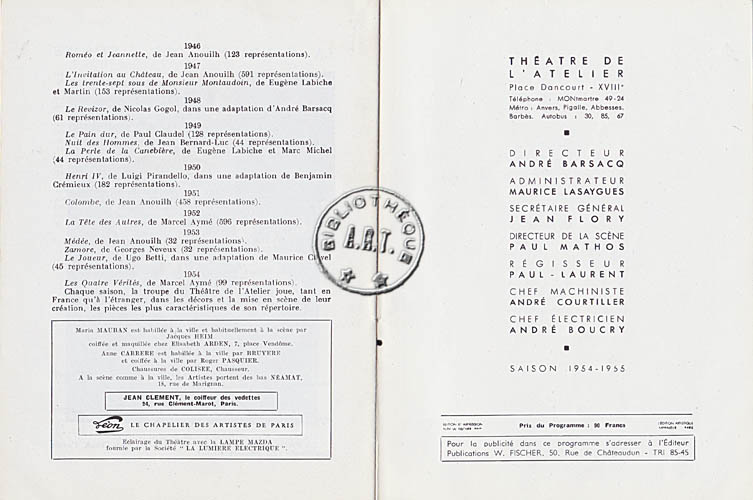 Les programmes de Théatre de l\