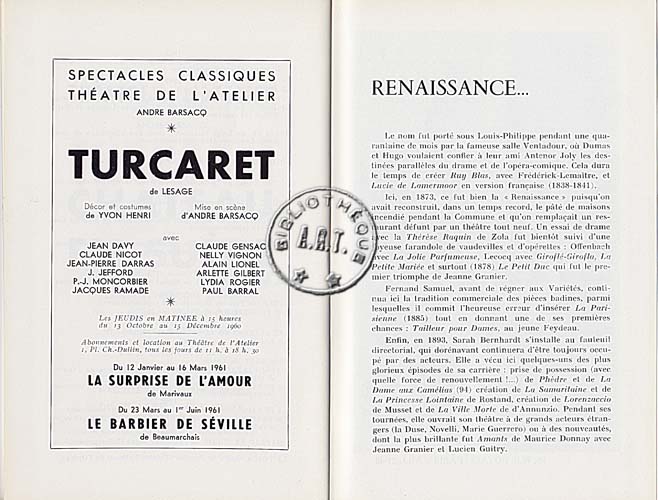 Les programmes de Théatre de l\