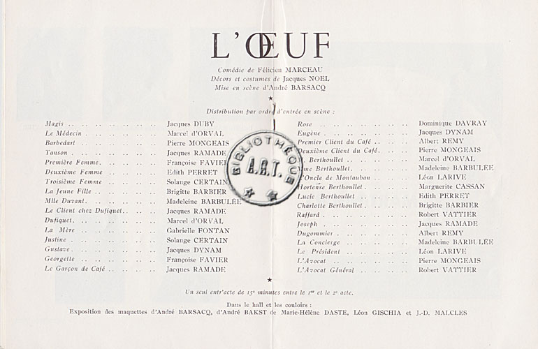 Les programmes de Théatre de l\