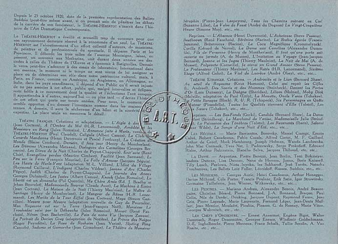 Les programmes de TThéatre de l\