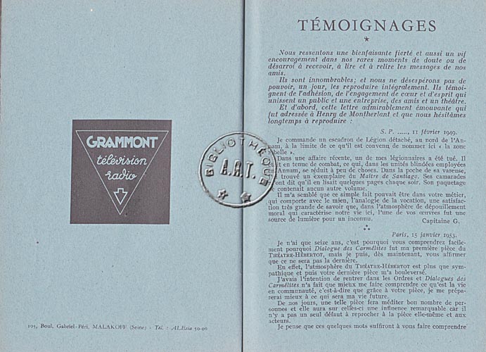 Les programmes de Théatre de l\