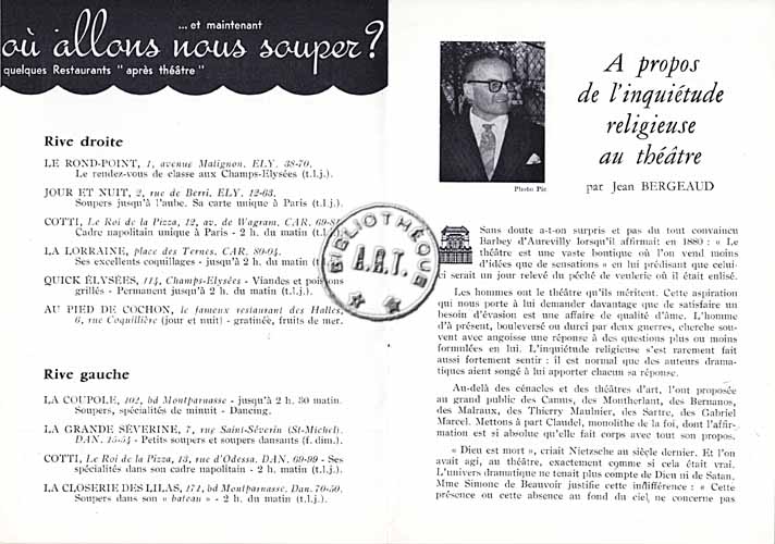 Les programmes de Théatre de l\