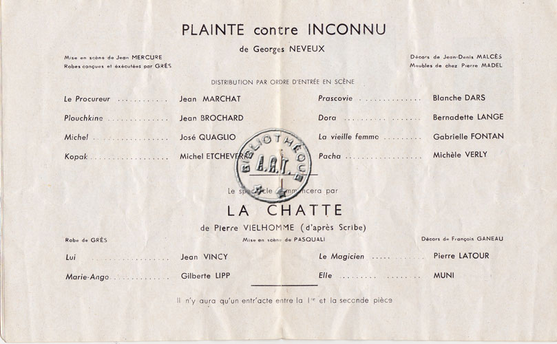 Les programmes de Théatre de l\