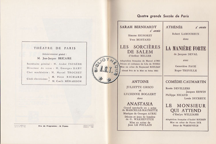 Les programmes de Théatre de l\