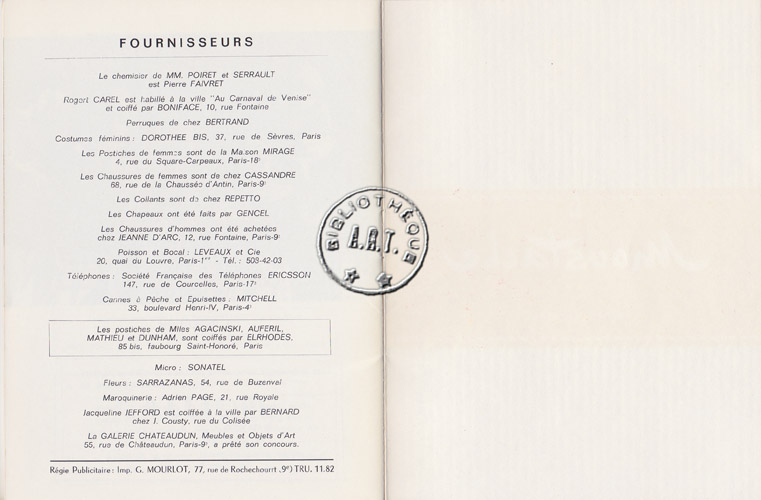 Les programmes de Théatre de l\