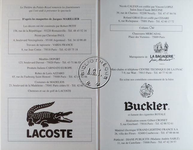 Les programmes de Théatre de l\
