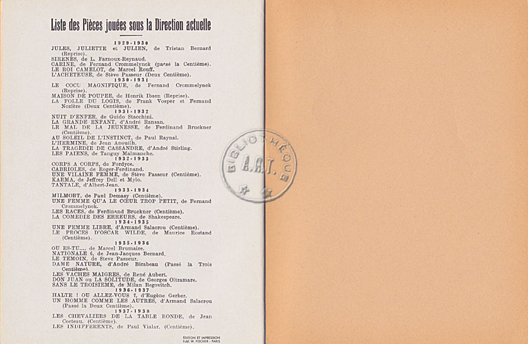 Les programmes de Théatre de l\