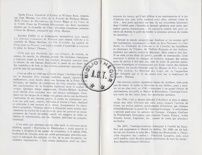 Les programmes de Théatre de l\